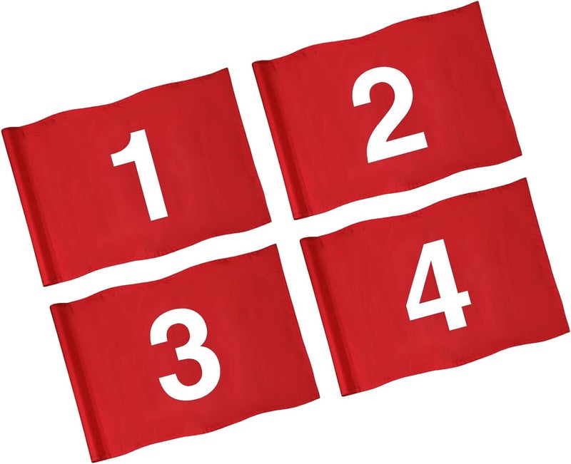 KINGTOP Numbered Golf Flag 20x14 Inch - 420D Dual-layer Nylon, Double Sided Printed, Tube Inserted - Standard Putting Green Flags for Backyard Practice, Golf Courses, Country Club, #1-4 - Image 1